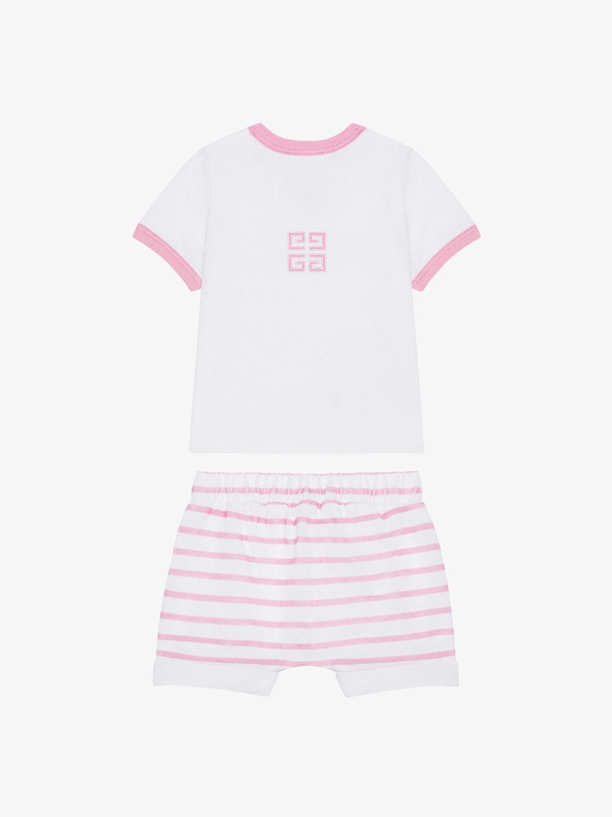 Uomini Givenchy Bambino (Da 1 Mese A 3 Anni) | Set Regalo T-Shirt E Pantaloncini Givenchy 4G In Cotone Rosa