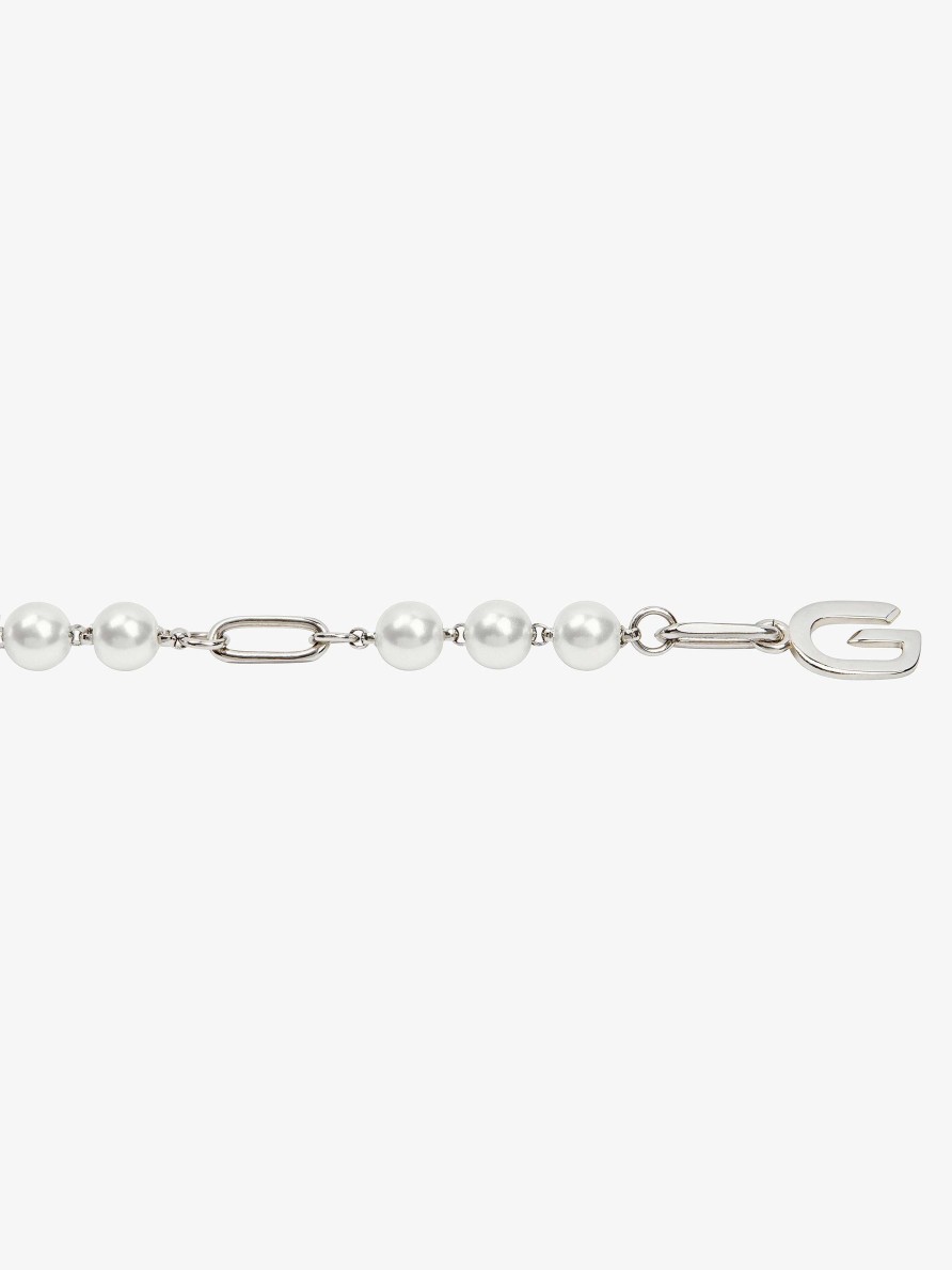 Donne Givenchy Gioielleria | Collana G Link In Metallo Con Perle Bianco/Argento