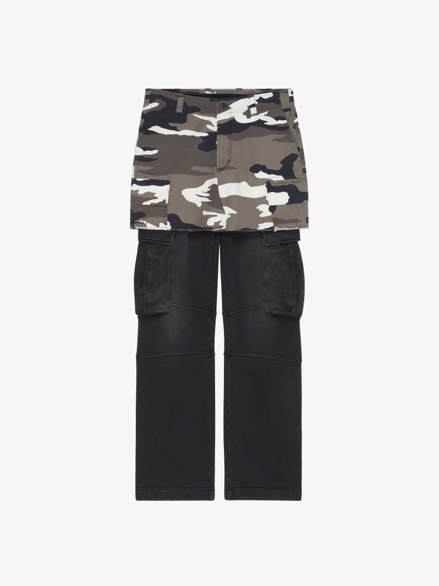 Uomini Givenchy Pantaloni | Pantaloni Cargo Con Gonna Camo In Jersey Multicolore