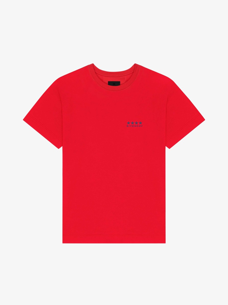 Uomini Givenchy Magliette | T-Shirt 4G In Cotone Rosso