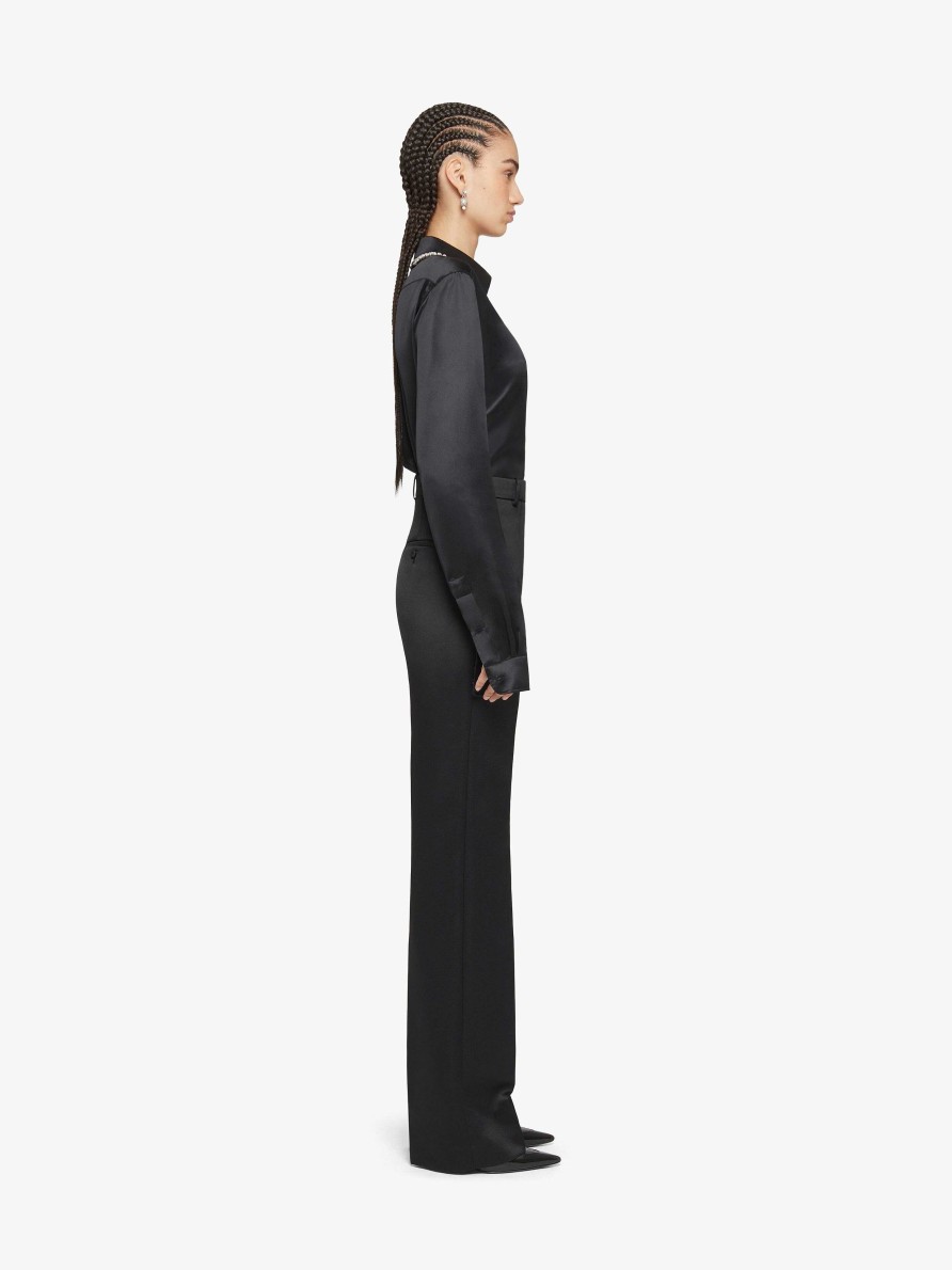 Donne Givenchy Pantaloni | Pantaloni Sartoriali In Raso Nero