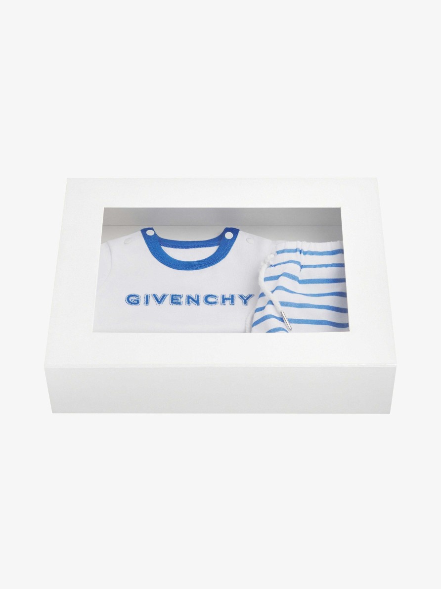 Uomini Givenchy Bambino (Da 1 Mese A 3 Anni) | Set Regalo T-Shirt E Pantaloncini Givenchy 4G In Cotone Blu