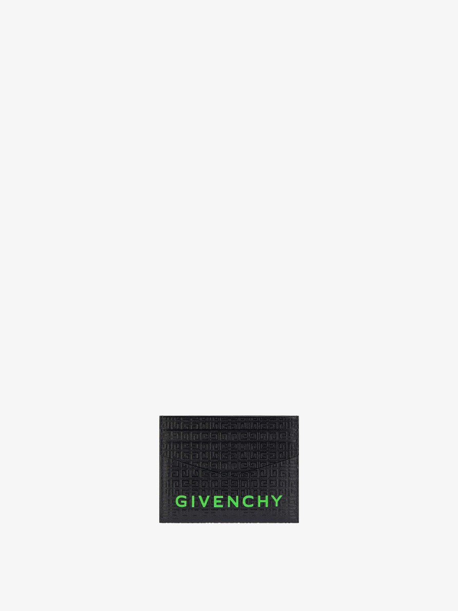 Uomini Givenchy Piccola Pelletteria | Portacarte Givenchy In Micro Pelle 4G Nero/Verde