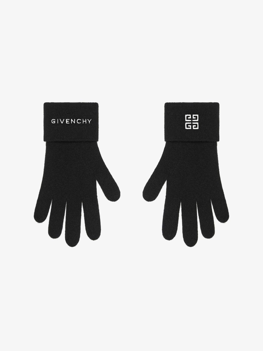 Uomini Givenchy Altri Accessori | Guanti In Maglia Di Lana 4G Nero