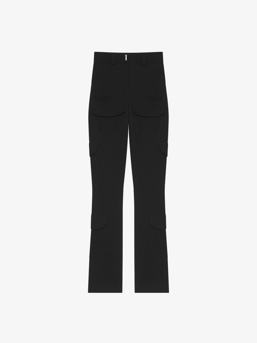 Donne Givenchy Pantaloni | Pantaloni Cargo Con Taglio A Stivale In Twill Nero